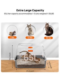 Kidle Cat Litter Box with Lid Extra Large Litter Box for Big Cats Metal Litter Pan Tray with High Wall Sides Enclosure, Non-Sticky, Anti-Leakage, Easy Cleaning  - Image 2
