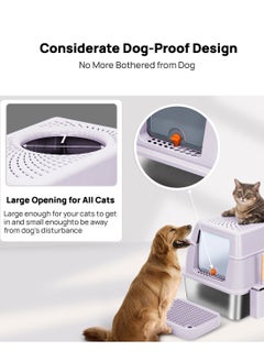 Kidle Cat Litter Box with Lid Extra Large Litter Box for Big Cats Metal Litter Pan Tray with High Wall Sides Enclosure, Non-Sticky, Anti-Leakage, Easy Cleaning  - Image 3