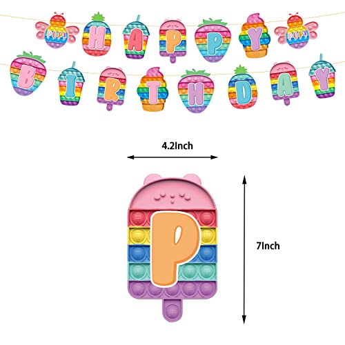 Festiko®34 PCS Birthday Party Decorations for Pop Toys,Birthday Party Supplies for Pop Push Included Pop Cake Toppers, Cupcake Toppers, Balloons, Banner, Pop Game Theme Party Favor Pack Set for Kids - Image 3
