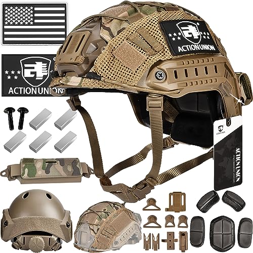 ACTIONUNION Airsoft Helmet Pro Set PJ Type Tactical Paintball Helmet (Tan Set) - Image 1