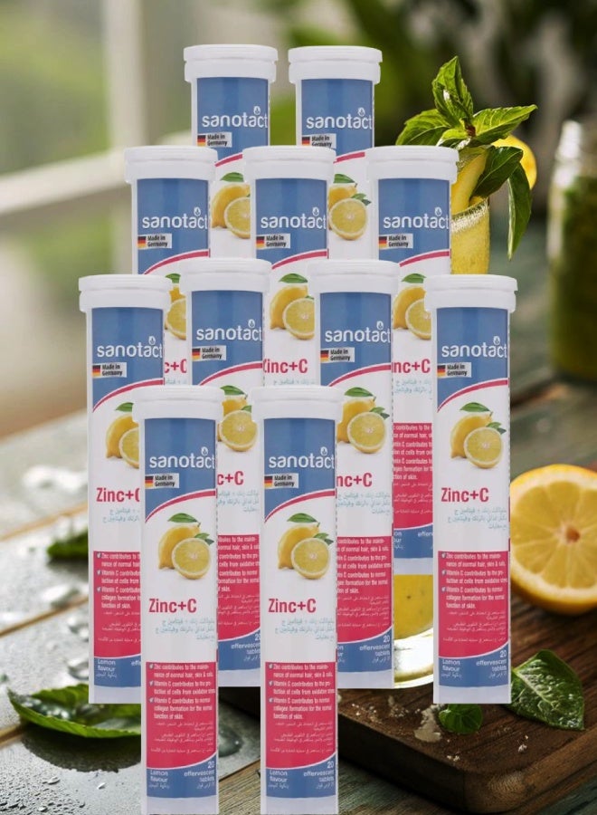 sanotact 11 Pieces Sanotact Zinc and Vitamin C 20 Lemon Effervescent Tablets  - Image 1