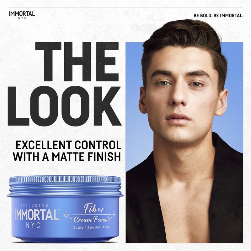 Immortal NYC Fiber Cream Hair Pomade - Flex Strong Hold - Low Shine All Natural Water-Based Cream Pomade for Men - No Residue, All Hair Types - Image 2