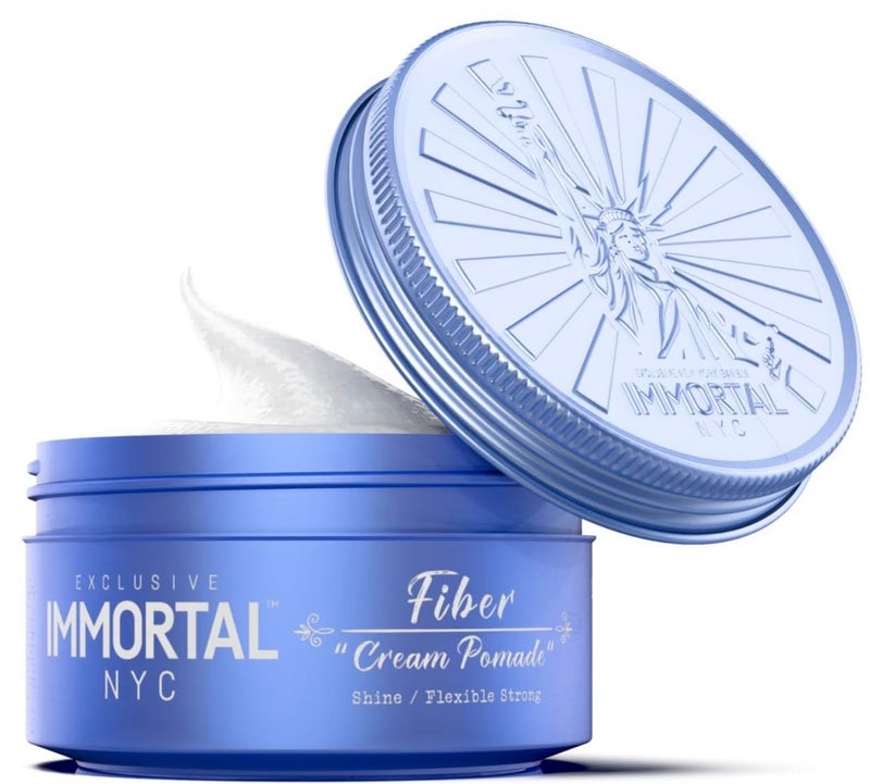 Immortal NYC Fiber Cream Hair Pomade - Flex Strong Hold - Low Shine All Natural Water-Based Cream Pomade for Men - No Residue, All Hair Types - Image 1
