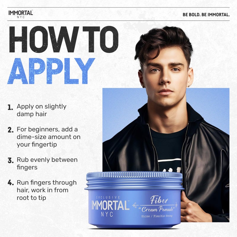 Immortal NYC Fiber Cream Hair Pomade - Flex Strong Hold - Low Shine All Natural Water-Based Cream Pomade for Men - No Residue, All Hair Types - Image 5
