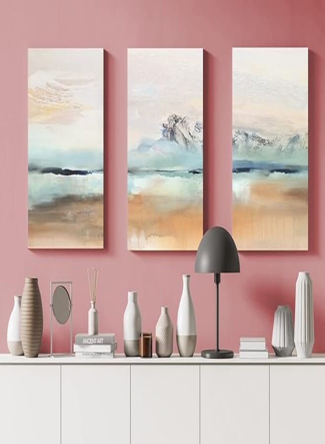 Home Gallery Canvas wall art, abstract framed portrait of a set of three abstract background of minimalism. with a geometric pattern of art 60 w x 40 h x 2 d 