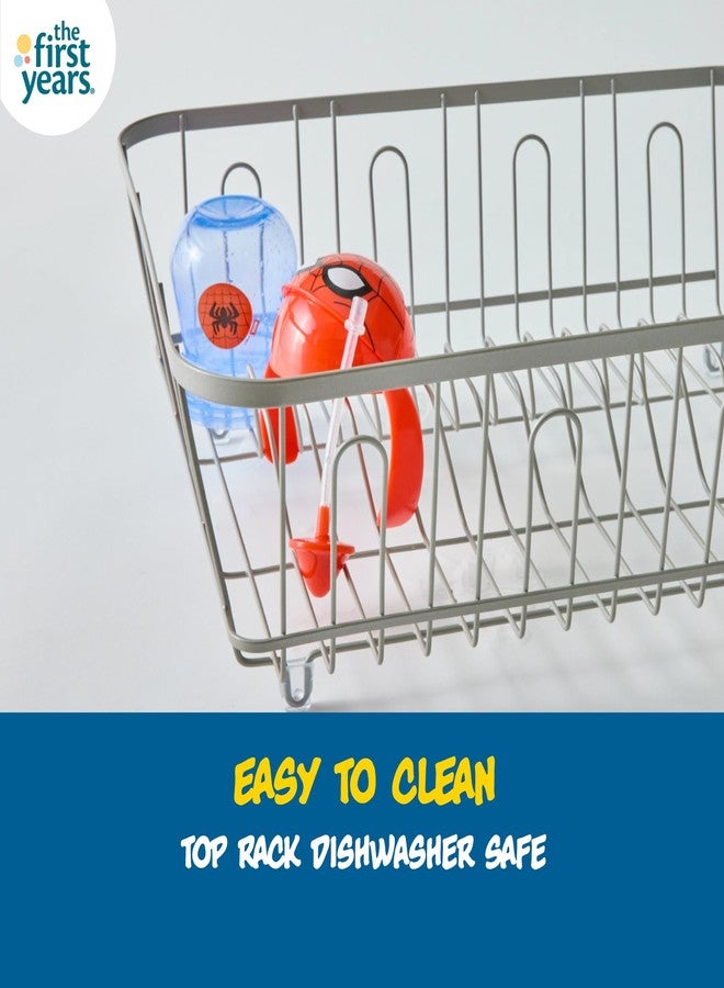 The First Years Spidey and his Amazing Friends Weighted Straw Cup - Spill-Proof Spider-Man Toddler Cup with Flip-Top Cover - Dishwasher Safe - 7 Oz - Ages 9 Months and Up - Image 4