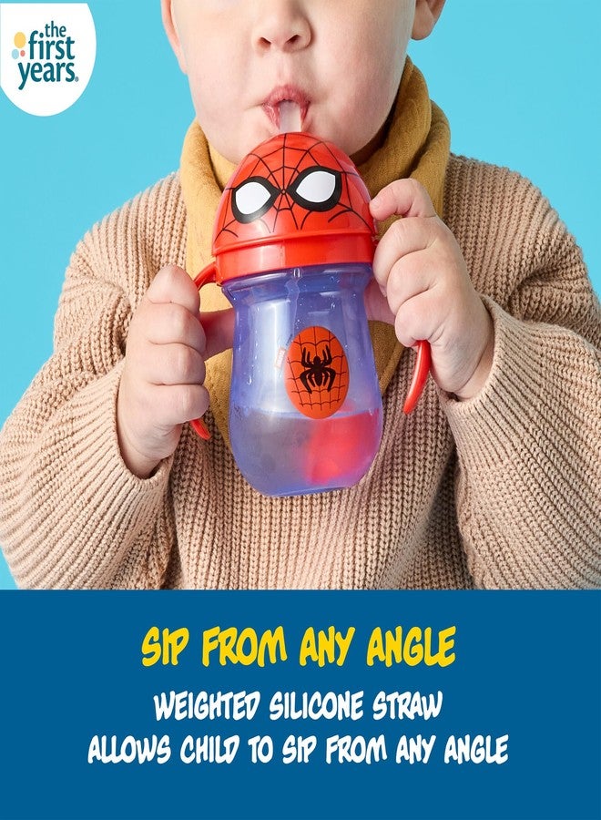 The First Years Spidey and his Amazing Friends Weighted Straw Cup - Spill-Proof Spider-Man Toddler Cup with Flip-Top Cover - Dishwasher Safe - 7 Oz - Ages 9 Months and Up - Image 3