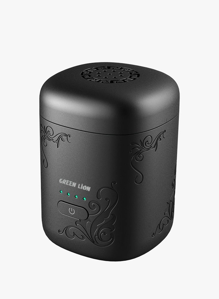GREEN LION ASEEL Bakhour Incense Burner / Strong Fragrance Bakhoor/ Aesthetic Appearance / Wide Area Coverage / 120 sec Single Burning Time / 2 Min Auto Off / Type-C Charging Port / LED Indicator for Home Office and Car- Black - Image 3