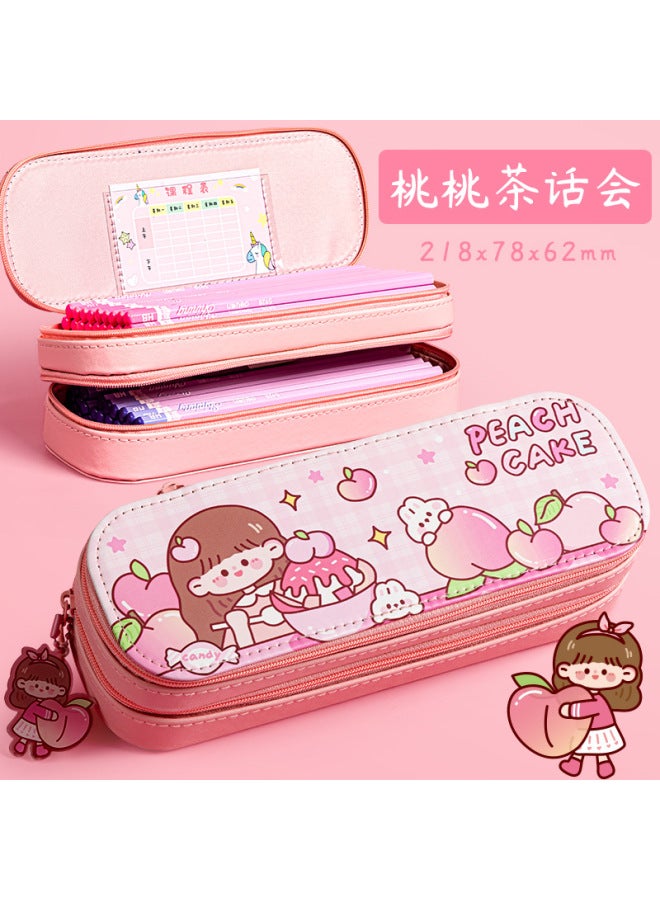 Kaba Bear Double-layer Pencil Case For Primary School Students Large-capacity Pencil Case Pencil Case New Girl Cute Girl Heart Pencil Case - Image 1