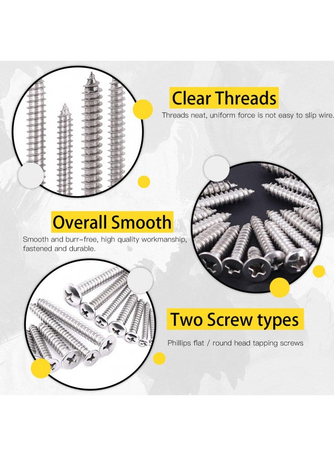 Hilitchi 570 Piece M 3 4 5 6 Stainless Steel Phillips Round Flat Head Self Tapping Screw Assortment Kit - Image 3