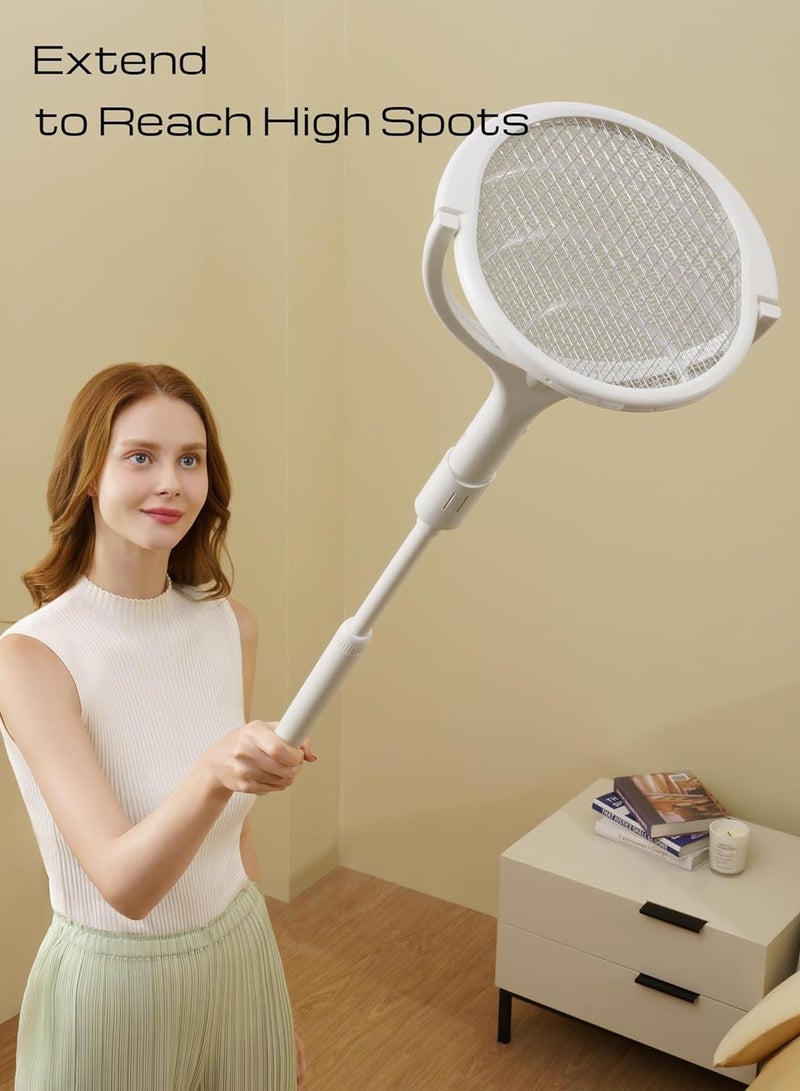 MIXDE Rotating Head Rechargeable Fly Swatter Electric Fly Swatter Racket Bug Zapper Racket Indoor Bug Zapper Indoor Fly Zapper Repellent Fruit Fly Trap Mosquito Zapper, with a Telescopic Extension - Image 4