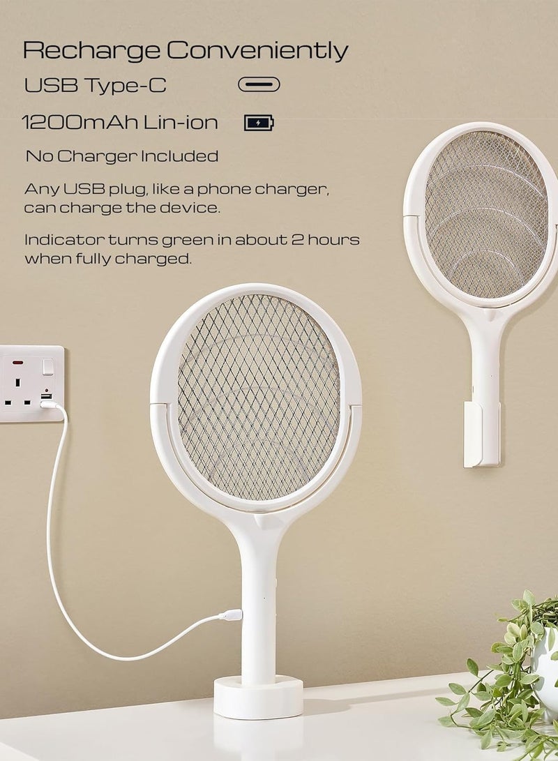 MIXDE Rotating Head Rechargeable Fly Swatter Electric Fly Swatter Racket Bug Zapper Racket Indoor Bug Zapper Indoor Fly Zapper Repellent Fruit Fly Trap Mosquito Zapper, with a Telescopic Extension - Image 5