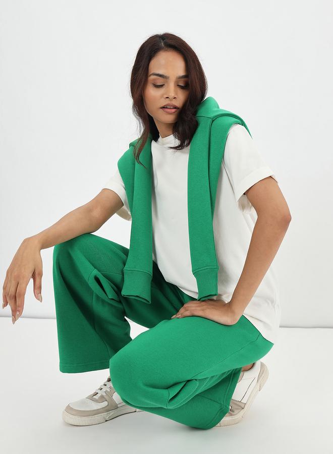 Femmella Green Straight Fit Fleece Trackpants - Image 4