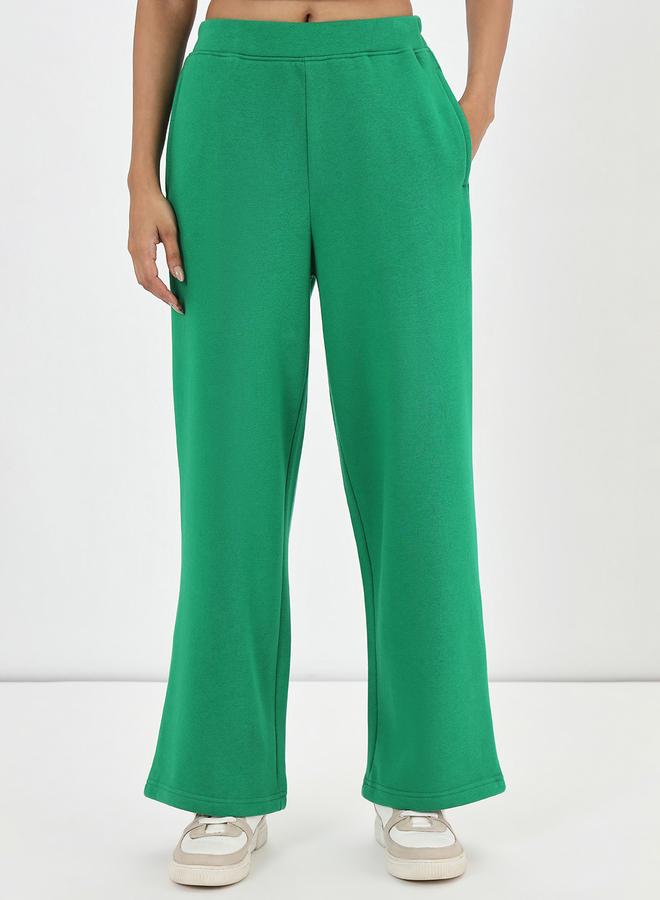 Femmella Green Straight Fit Fleece Trackpants - Image 1