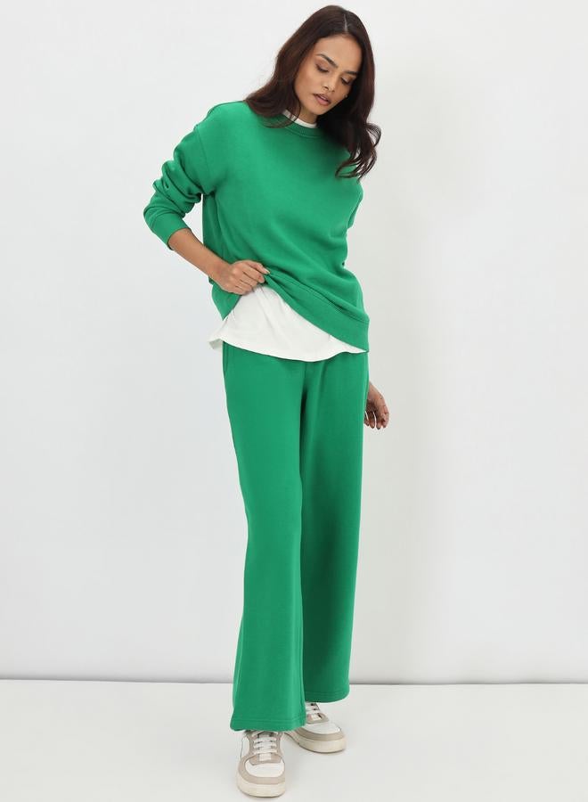 Femmella Green Straight Fit Fleece Trackpants - Image 5