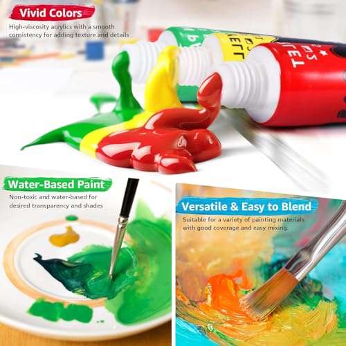 Colorful Stain Glass Paint Set with 6 Brushes, 1 Palette, 24 Color Waterproof Acrylic Enamel Painting Kit for Kids to Arts on Transparent Wine Glasses, Light Bulbs, Windows and Ceramics - Image 3