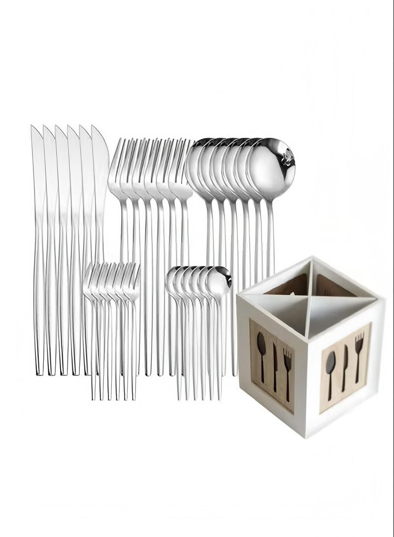 SISGL 31-Piece Knife Fork Spoon Full Cutlery Set With Cutlery Storage Box  - Image 1