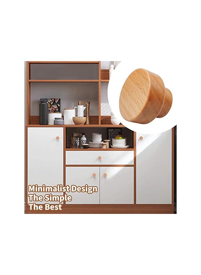 The Bros 12PCS Wood Knobs Flat Top Round Cabinet Knobs 1.38"(35mm) Natural Beech Wooden Furniture Drawer Knobs Pulls Handles - Image 3