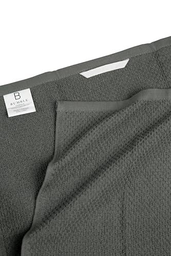 Bumble Towels Kitchen Towels 16”x 26” - 6 Pack | Large Cotton Dish Towels | Popcorn Stripe Design | 430 GSM Highly Absorbent with Hanging Loop | Gray - Image 5