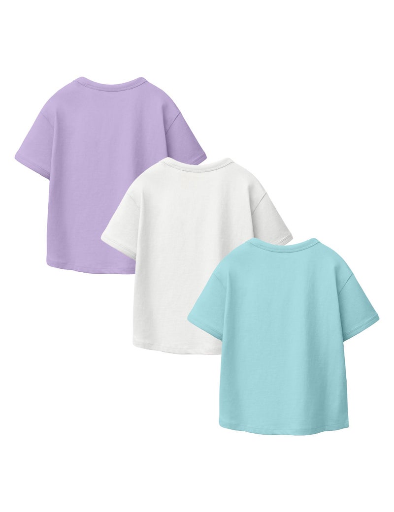 SHODOX® Girls Cotton Blend Printed Regular Fit Half Sleeve Multicolor T-Shirts (Pack of 3) - Image 2