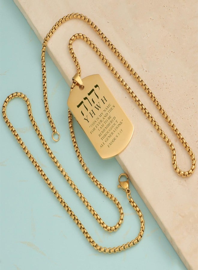 HOMLIFPER YHVH YHWH Jehovah Yahweh Pendant Necklace - Tetragrammaton Blessed Prayers Necklace -Hebrew Amulets Religious Jewelry for Her Him (Gold-EXODUS 3:15) - Image 5