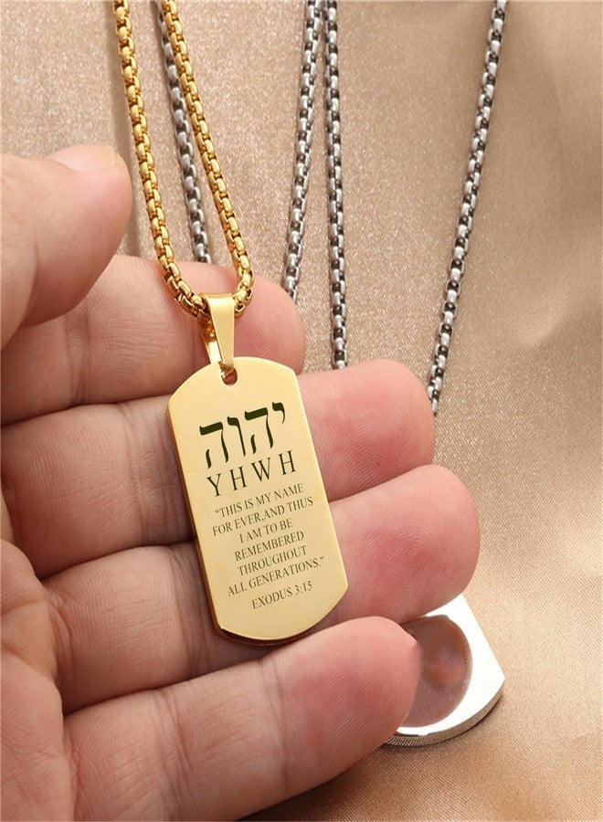 HOMLIFPER YHVH YHWH Jehovah Yahweh Pendant Necklace - Tetragrammaton Blessed Prayers Necklace -Hebrew Amulets Religious Jewelry for Her Him (Gold-EXODUS 3:15) - Image 3