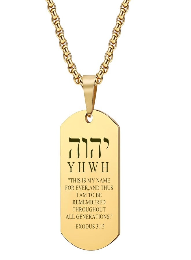 HOMLIFPER YHVH YHWH Jehovah Yahweh Pendant Necklace - Tetragrammaton Blessed Prayers Necklace -Hebrew Amulets Religious Jewelry for Her Him (Gold-EXODUS 3:15) - Image 1
