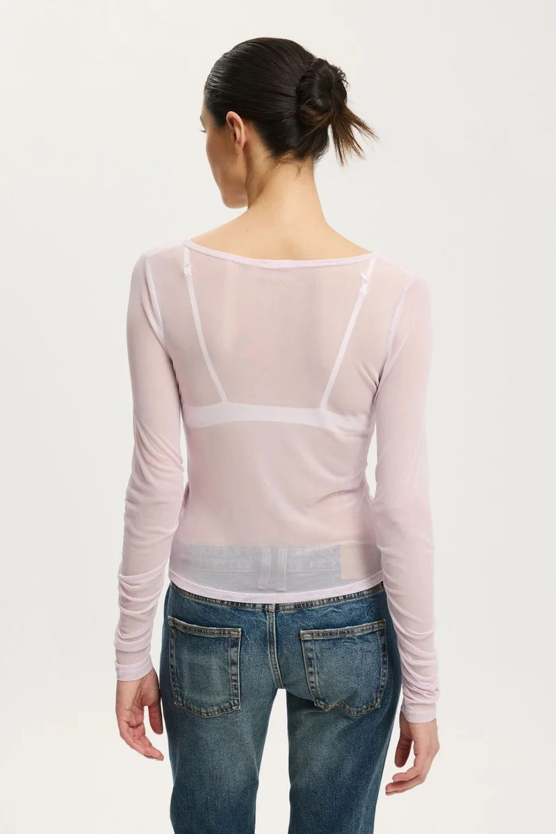 Cotton On  Alix Mesh Button Through Long Top for Women | Best Price UAE