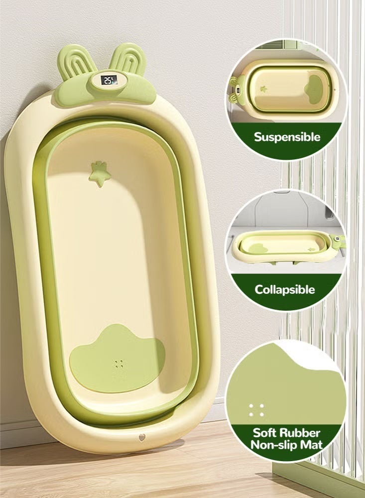 DOOKOO Baby Bathtub with Temperature Sensing Non-Slip Collapsible Toddler Bath Tub with Support Pad Kids Shower Basin - Image 4