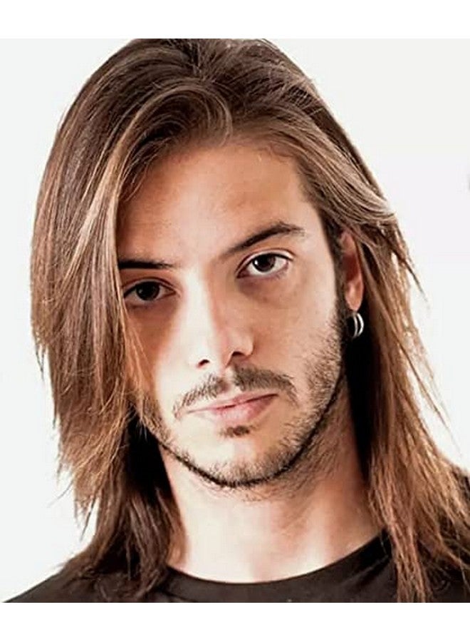 Tseses Seses Mens Long Brown Wig Straight Brown Side Part Wig Synthetic Heat Resistant Hair Wigs Male Guys Daily Party Costume  - Image 2