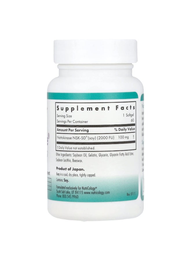 Nutricology Nutricology, NattoZyme® Nattokinase, 100 mg (2,000 FU), 60 Softgels  - Image 2