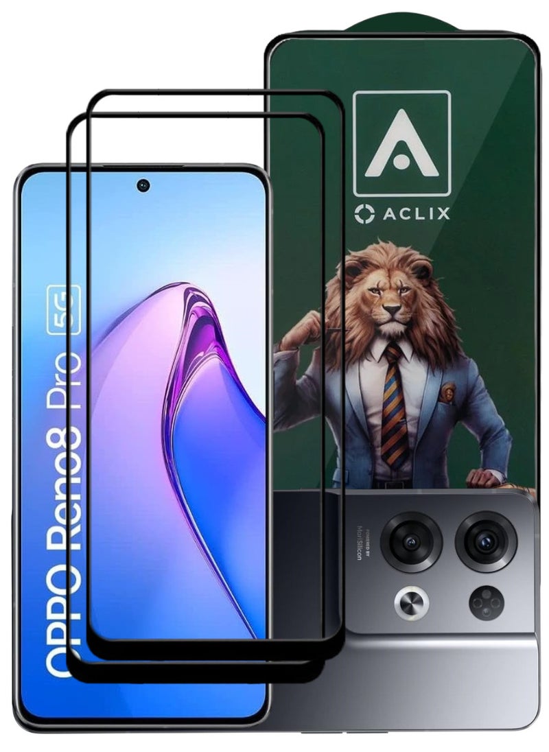 ACLIX 2 Pieces Antistatic ESD Dustproof Premium Quality High Definition Tempered Glass Screen Protector Designed For Oppo Reno8 Pro - Image 1