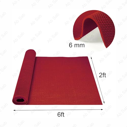 Ab Sab S-Mat Long Lasting Multi Purpose Rectangular Shape Mat For Entrance Doormat, Home, Bedroom, Bathroom Offices And Home Decoration,Water Resistant, (Material-Rubber) (2X6, Red) - Image 2