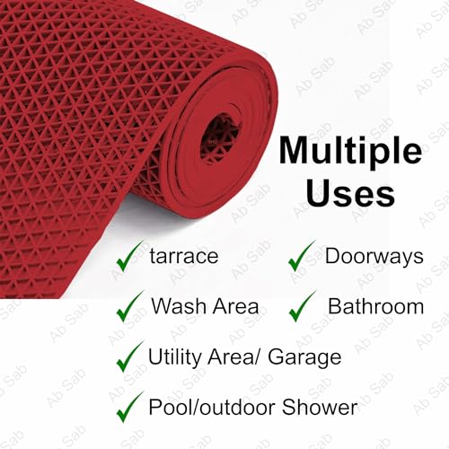 Ab Sab S-Mat Long Lasting Multi Purpose Rectangular Shape Mat For Entrance Doormat, Home, Bedroom, Bathroom Offices And Home Decoration,Water Resistant, (Material-Rubber) (2X6, Red) - Image 4