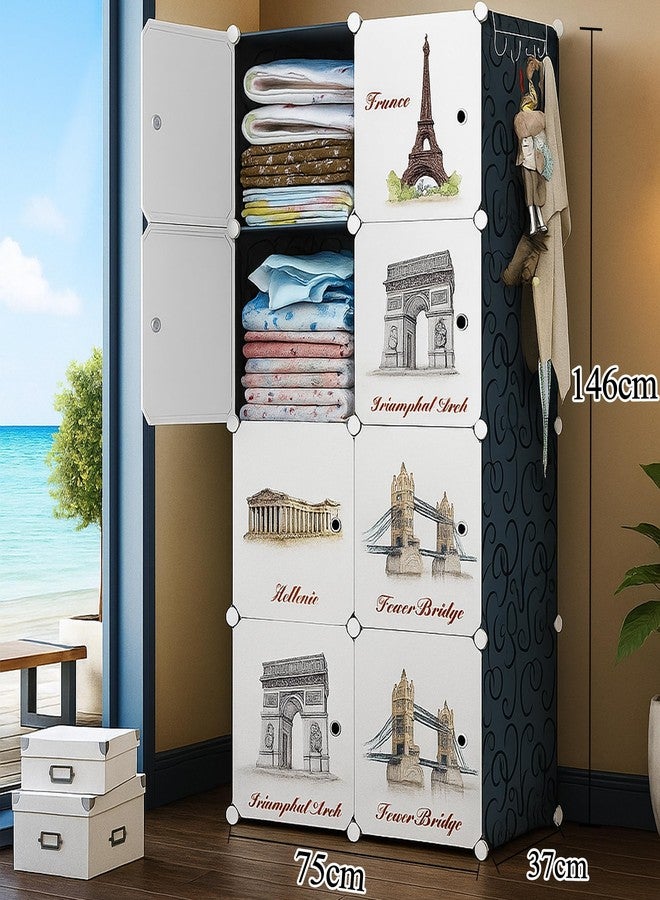 AYSIS 𝟖 𝐒𝐡𝐞𝐥𝐯𝐞𝐬 Multi-Purpose Organizer | 𝐊𝐢𝐝𝐬 𝐏𝐥𝐚𝐬𝐭𝐢𝐜 Modular Storage Rack for Clothes, Kitchen, Living Room | Space-Saving Collapsible Wardrobe for Clothes【Black, 8-Shelf-8-Door】 - Image 2