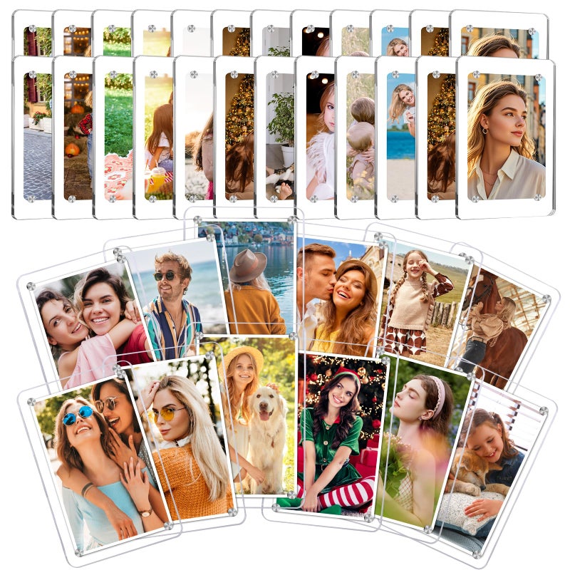ESRICH 36 Pack-Acrylic Fridge Magnetic Frame, Mini Picture Frames, Double Sided Photo Magnet Frames for Refrigerator,Mini Clear Picture Frame, Gifts (2.36 x 3.54Inch) - Image 1