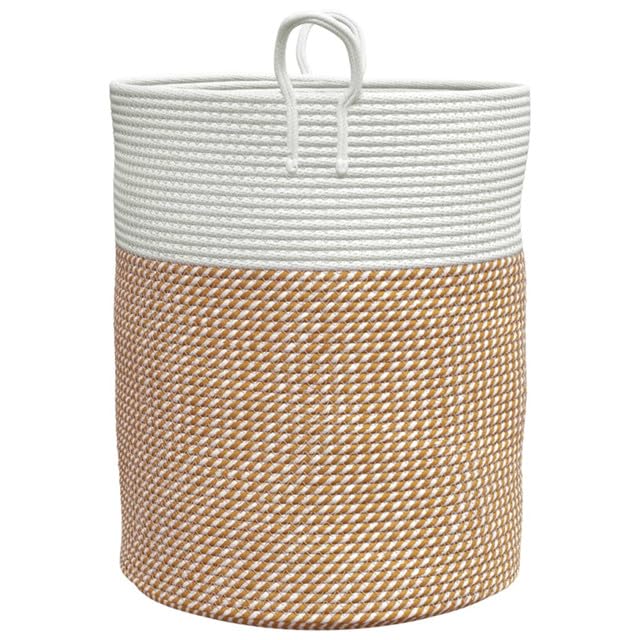 Tall Laundry Basket with Handles Woven Hamper Basket for Blankets Clothes Large Laundry Hamper Decorative Cute Storage Baskets for Living Room BedroomWhite Brown XLarge 15 x 20 in  - Image 5