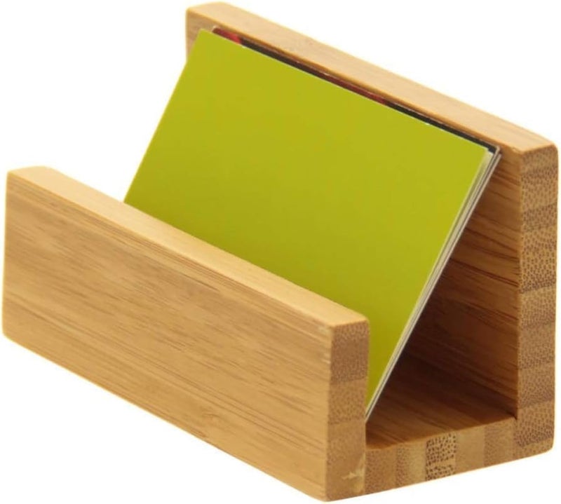 Bukela 1 Pcs Bamboo Wood Desktop Business Card Holder for Desk Sturdy Business Card Display Stand for Office Suitable for Men and Women - Image 1
