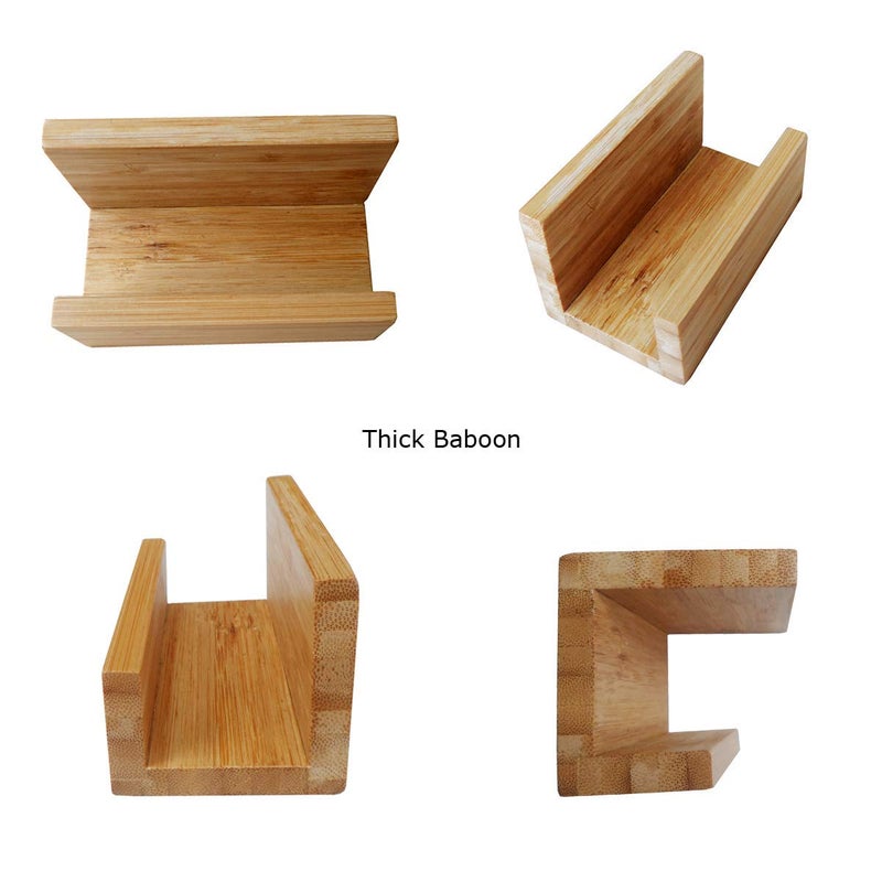 Bukela 1 Pcs Bamboo Wood Desktop Business Card Holder for Desk Sturdy Business Card Display Stand for Office Suitable for Men and Women - Image 5