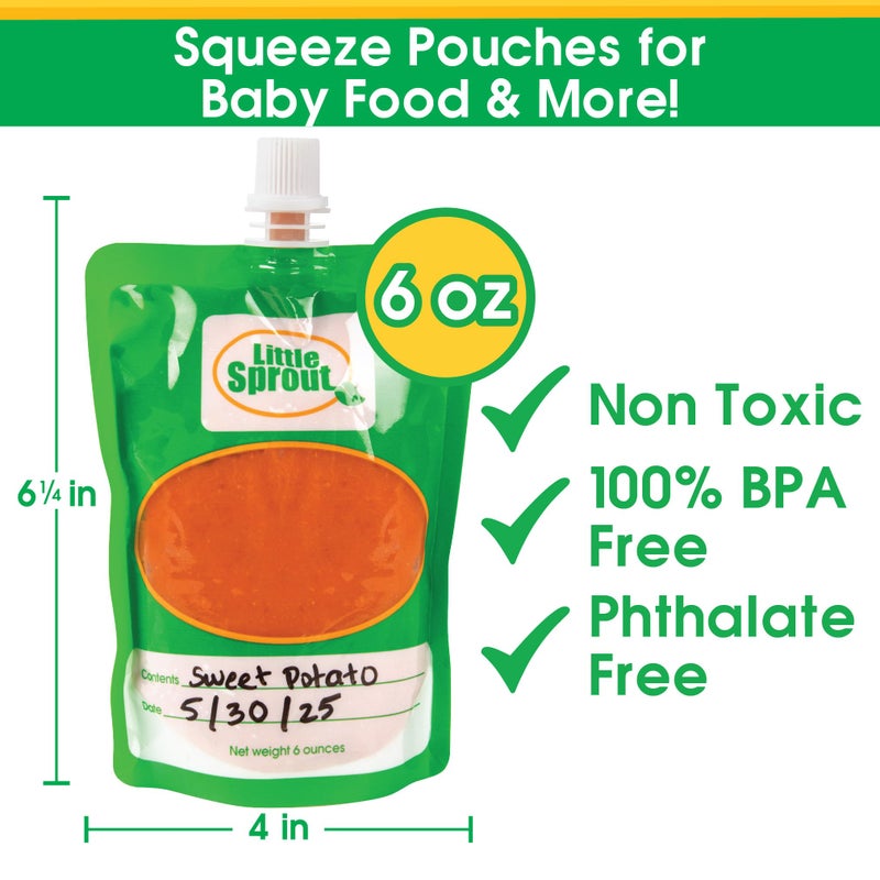 Cuticate Disposable 6oz Baby Food Storage Pouch Containers, 96 Pack- Write What You Want Squeezable Pouches- Make Homemade Organic Food for Babies/Toddlers- Works with Most Filling Stations Including Infantino - Image 2
