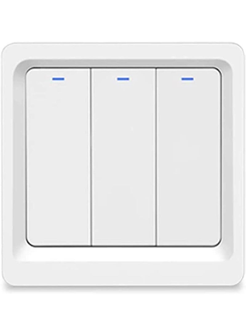 مفتاح اضاءة سمارت بواي فاي ومفتاح حائط سمارت لاسلكي مع جهاز تحكم عن بعد ومؤقت ومتوافق مع ومساعدة جوجل وسهل التركيب ويلزم وجود سلك محايد (مع 3 مفاتيح كهربائية) - Image 1