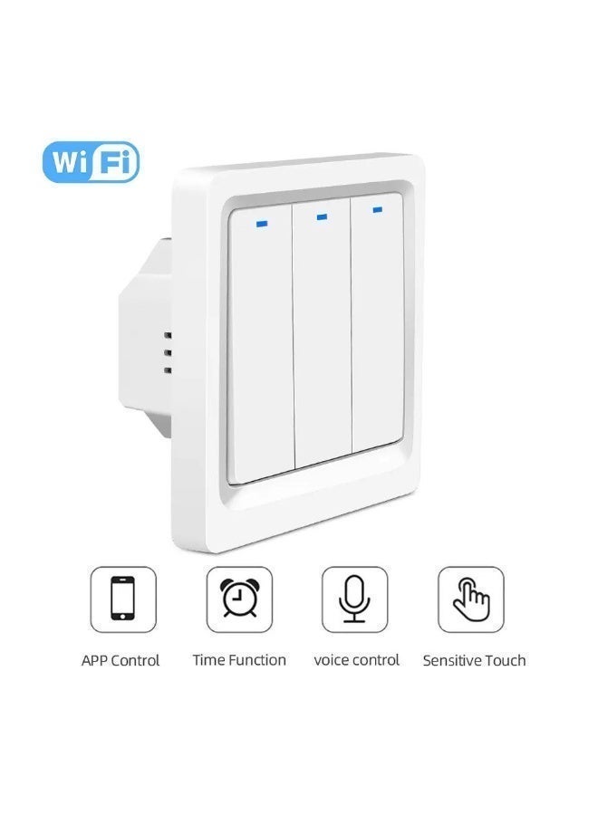 مفتاح اضاءة سمارت بواي فاي ومفتاح حائط سمارت لاسلكي مع جهاز تحكم عن بعد ومؤقت ومتوافق مع ومساعدة جوجل وسهل التركيب ويلزم وجود سلك محايد (مع 3 مفاتيح كهربائية) - Image 5