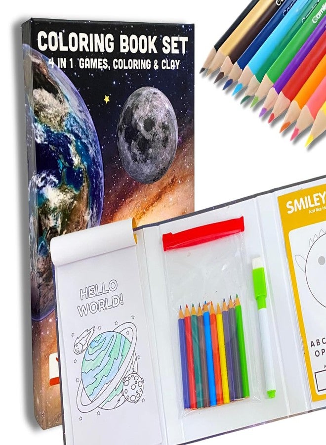 CocoMoco Kids 4 in 1 Solar Theme Colouring Kit for Kids 6-12 | Art and Craft Kit for Girls 9-12 | Drawing, Games Activity Set | Return Gifts for Kids Birthday Party | Gift for Boys & Girls - Image 1