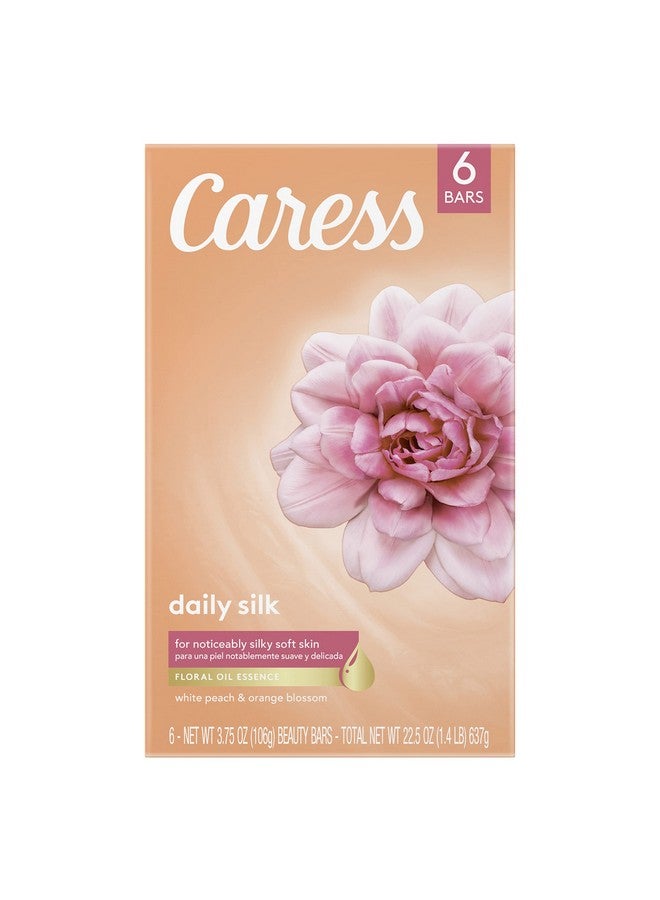 Caress Bath And Body For Silky, Soft Skin Daily Silk Body Soap With Silk Extract & Floral Oil Essence 3.75 oz 6 Bars - Image 1