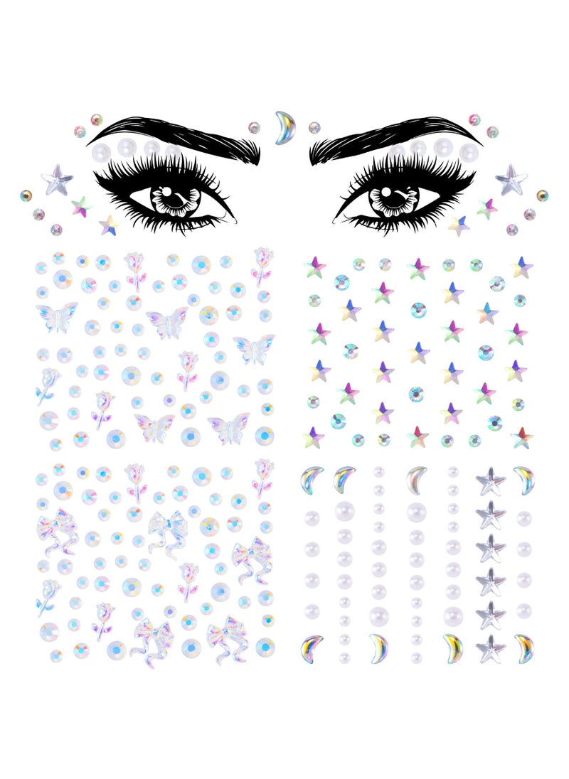 OIIKI 4 Sheets Star Face Eye Stickers Star Jewelry Eye Body Sticker Acrylic Crystal Face Gems Halloween Moon Pearls Butterfly Face Makeup Stickers 4 Styles Rhinestone Tattoos for Women Girls - pzsku/ZE46ABB4DFC9822BAD46DZ/45/_/1741000848/ec026d70-2d6c-4375-83bd-9b24dcb84951