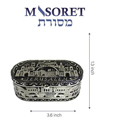 MASORET Jewish Shabbat Travel Candle Holders - Jerusalem Candlesticks, Nickel Travel Size Candlesticks in A Box with Cover 1.6 * 3.5 inch - Jerusalem - Image 3