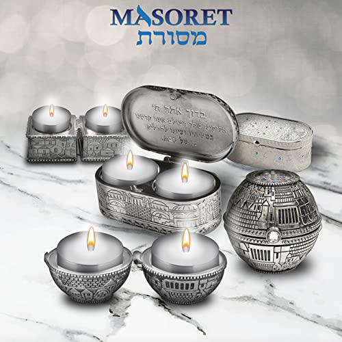 MASORET Jewish Shabbat Travel Candle Holders - Jerusalem Candlesticks, Nickel Travel Size Candlesticks in A Box with Cover 1.6 * 3.5 inch - Jerusalem - Image 5