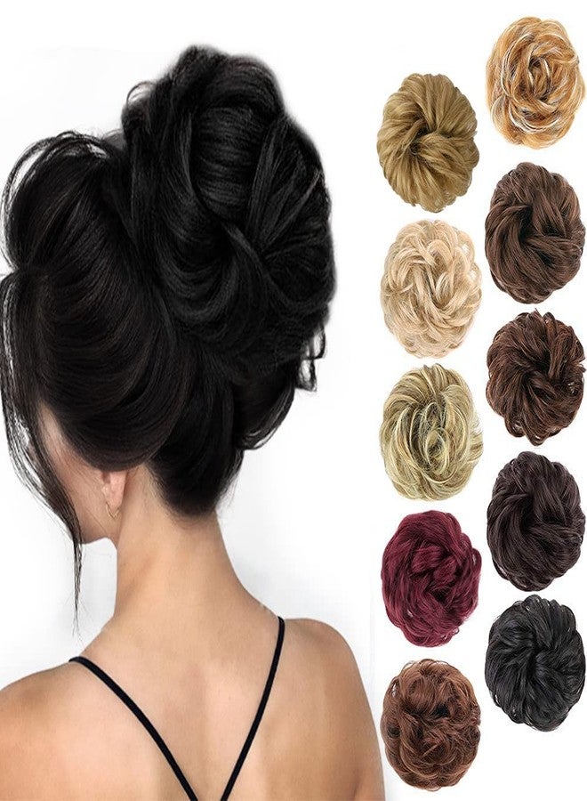 Sankrityayan Messy Hair Bun Hair Scrunchies Extension Curly Wavy Messy Synthetic Chignon, Updos Hairpiece Bun Scrunchie Ideal for Women and Girls (Black, Pack of 1) - Image 1
