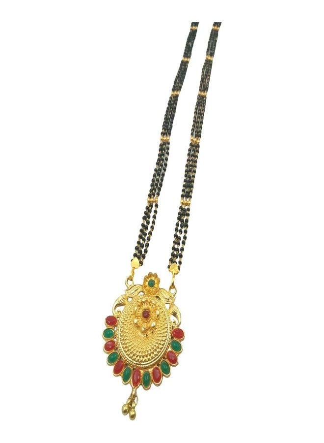 Swaroop Designer Mangalsutra For Women Stylish New Gold Plated Mangalsutra Long Size Heavy Design Long Black Bead Chain 171 - Image 1