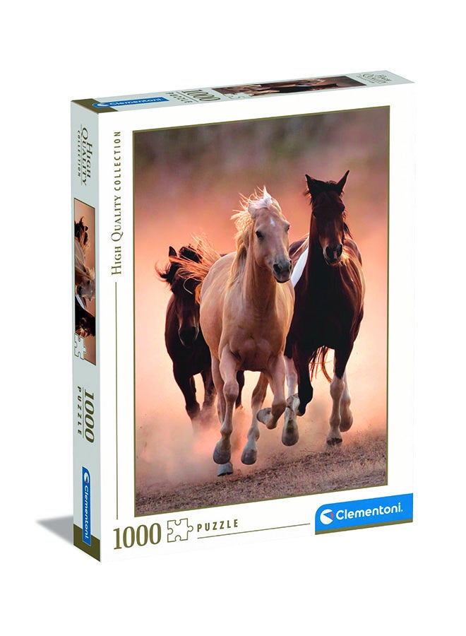 Clementoni 1000 Piece Puzzle – Running Horses Hqc | Wild Horses Scenic Jigsaw Puzzle For Adults High Quality Collection - Image 1